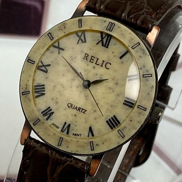 Vintage Relic by Fossil Stone & Copper Finish Unisex Watch Roman Numerals - Picture 1 of 16